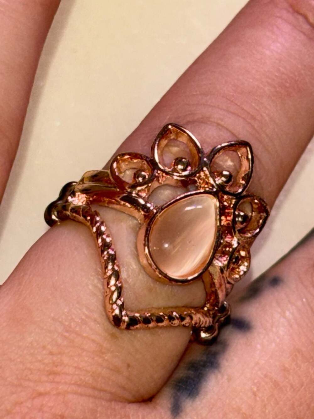 Paparazzi Serene Scene Rose Gold Pear-Shaped Ring
